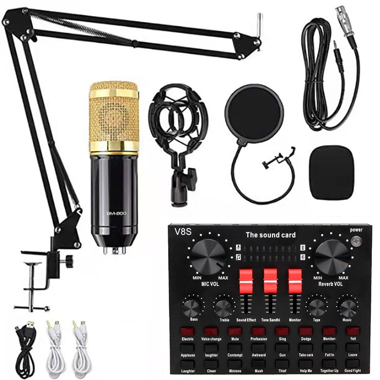 Microfono a condensatore audio Microfono da canto da studio, BM800+V8S Sound Card Set, BM800+V8 Sound Card Set Microfono a condensatore audio Microfono da canto da studio, BM800+V8S Sound Card Set, BM800+V8 Sound Card Set